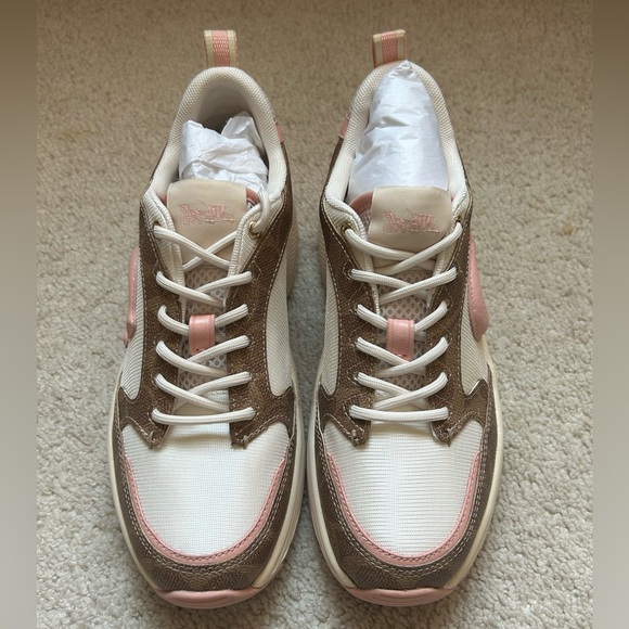 💜SOLD💜Coach Strider Sneaker In Signature Canvas Khaki/Light Pink Size 6B - Picture 7 of 13
